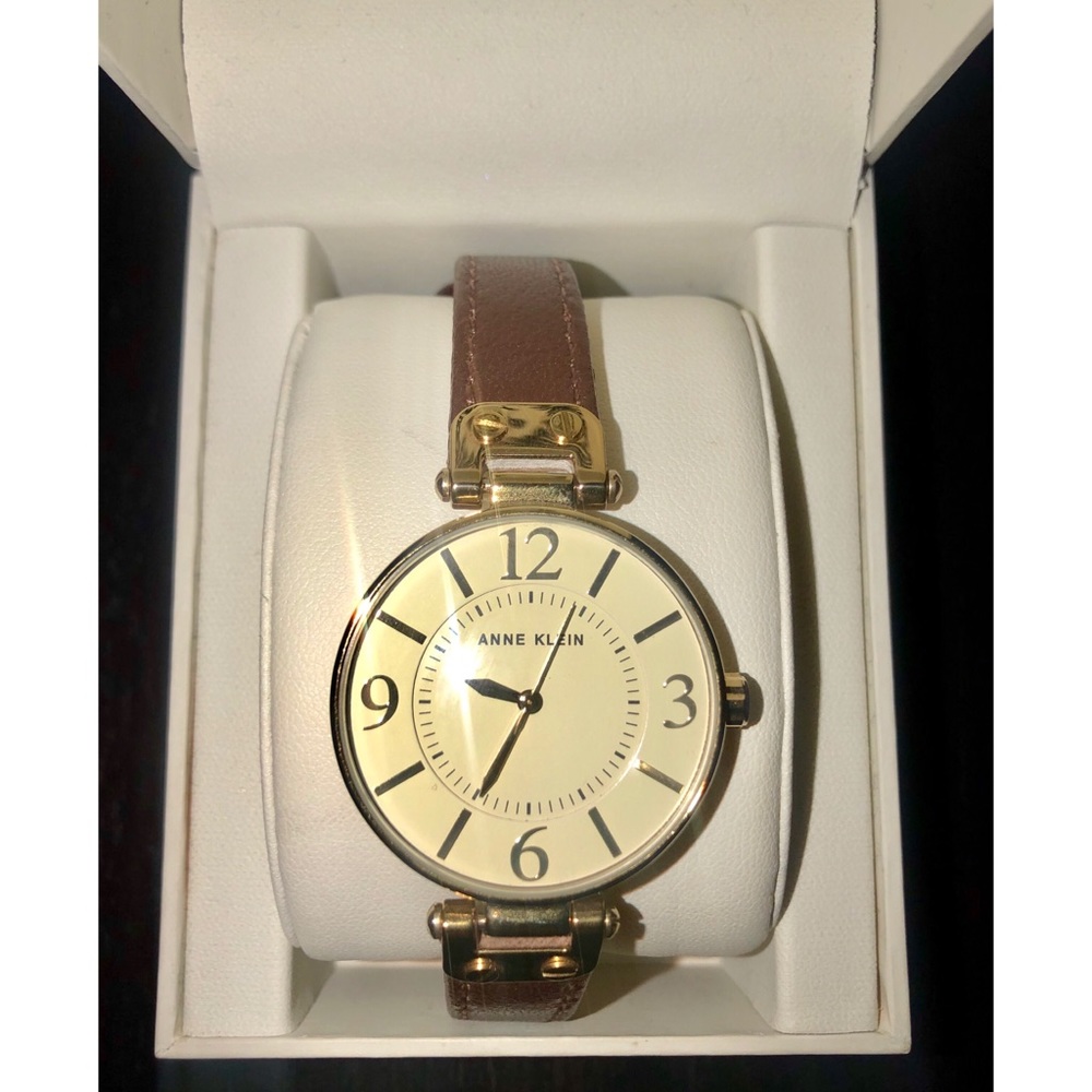 Anne Klein Women's Brown Leather Strap Watch
